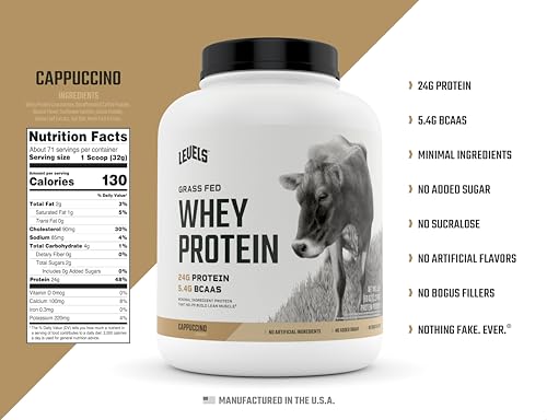Levels Grass Fed 100% Whey Protein, No Hormones, Cappuccino, 5LB Levels Nutrition buy supplements canada