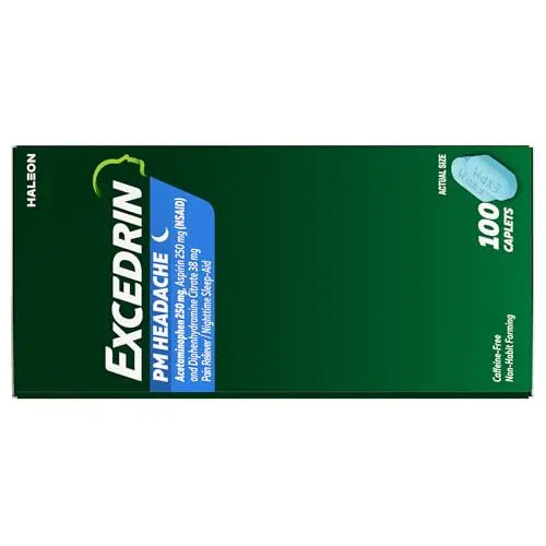 Excedrin PM for Headache Relief, Acetaminophen 250mg, Aspirin 250mg, Diphenhydramine Citrate 38mg, Pain Reliever, Nighttime Sleep-Aid, 100 Count Excedrin buy supplements canada