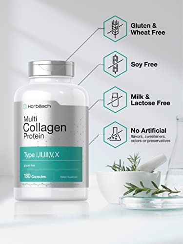 Multi Collagen Protein 2000 mg | 180 Capsules | Type I, II, III, V, X | Collagen Peptide Pills Horbäach buy supplements canada