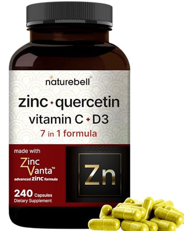 NatureBell Zinc Quercetin with Vitamin C & D3, 240 Capsules | Quercetin 1,000mg, 4 in 1 Zinc 50mg, Vitamin C 250mg, Vitamin D3 5,000 IU – ZincVanta Advanced Immune Defense & Lung Support NatureBell buy supplements canada