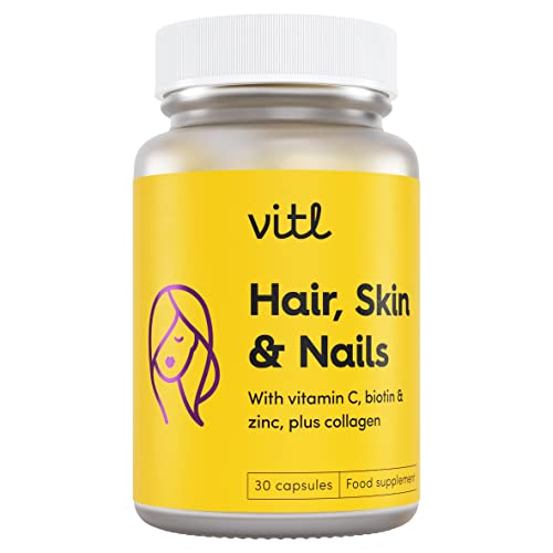 VITL Hair, Skin & Nails + Collagen, A dose of Classic Complexion Heroes Such as Collagen, Vitamin E, Biotin and Zinc | 30 Capsules VITL buy supplements canada