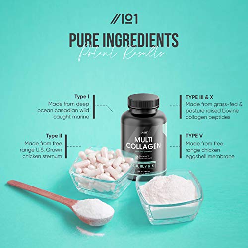 Multi Collagen Protein Capsules - Types I, II, III, V & X - Wild Caught Marine, Grass Fed Bovine, Eggshell & Free-Range Chicken Collagen Powder Revive Naturals buy supplements canada
