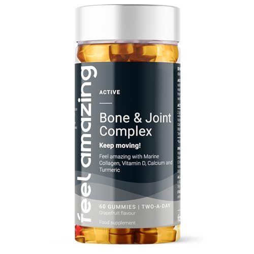 Feel Amazing Bone & Joint Complex Gummies - with Calcium, Vitamin D3 & Marine Collagen - 60 Grapefruit-Flavored Gummies - 30-Day Supply (1) Feel Amazing buy supplements canada