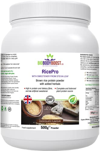 RicePro |Chocolate | Brown Rice Protein Powder with Added Herbals | Chicory Root Extract, Biobodyboost buy supplements canada