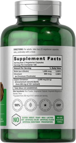 Cinnamon with Chromium Picolinate 2500mg | 250 Capsules | Plus Biotin | Vegetarian Horbäach buy supplements canada