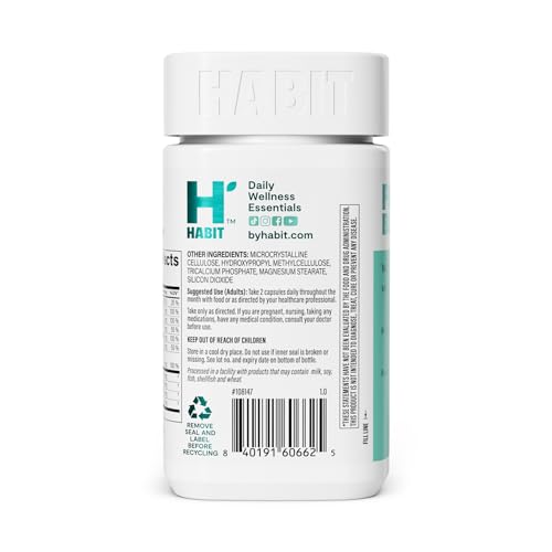 Habit PMS Support Supplement for Women (60 Capsules) - Supports Premenstrual Symptoms & Stress, Hormone Balance, Mood, B Vitamins, Vitamin D, Chasteberry, Ashwagandha, Gluten-Free, Non-GMO (1 Pack) H' Habit buy supplements canada