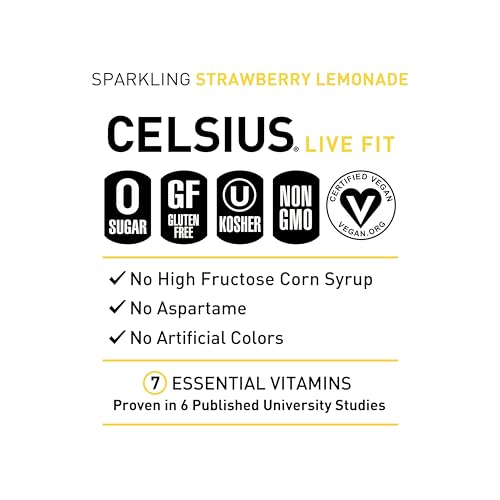 CELSIUS Sparkling Strawberry Lemonade, Functional Essential Energy Drink, 12 Fl Oz CELSIUS buy supplements canada