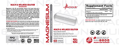 Metabolic Nutrition Magnesium, 650mg per Serving, Non-GMO, Vegan, Gluten Free Metabolic Nutrition buy supplements canada