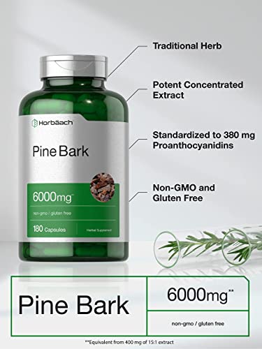 Pine Bark Extract | 6000 mg | 180 Capsules | Standardized to Contain 380 mg Proanthocyan Horbäach buy supplements canada