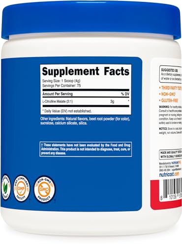 Nutricost L-Citrulline Malate 2:1 (300g) Fruit Punch - Workout Support, Muscle Performance Nutricost buy supplements canada