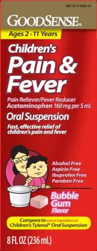 GoodSense Children's Pain and Fever Oral Suspension Liquid, Acetaminophen 160 mg per 5 mL, Bubble Gum Flavor GoodSense buy supplements canada