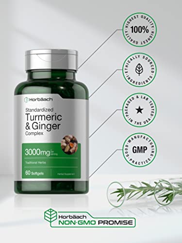 Turmeric and Ginger Supplement 3000 mg | 60 Softgel Capsules | Turmeric Curcumin Complex Horbäach buy supplements canada