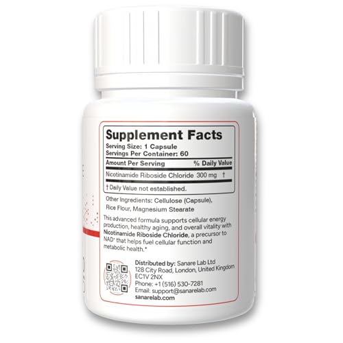 Sanare Lab NAD+ Supplement with Nicotinamide Riboside (NR) 300 mg | Cellular Energy & Metabolism Support | 60 Capsules Sanare Lab buy supplements canada
