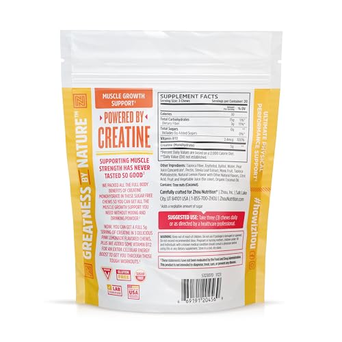 Zhou Nutrition Creatine Monohydrate Chewables 5g for Men & Women, Sugar Free Zhou Nutrition buy supplements canada
