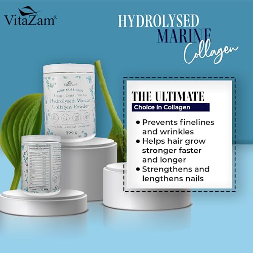 Vitazam Pure Marine Collagen Powder - 100% Hydrolysed Collagen Peptides for Hair Skin and Nails VitaZam buy supplements canada