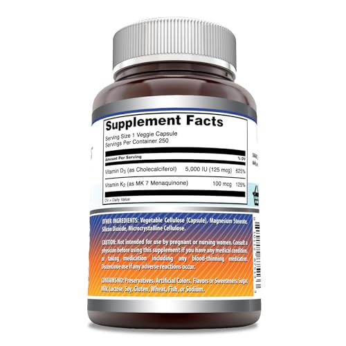 Amazing Formulas Vitamin D3 5000 IU with Vitamin K2 100 Mcg| 250 Veggie Capsules Amazing Nutrition buy supplements canada