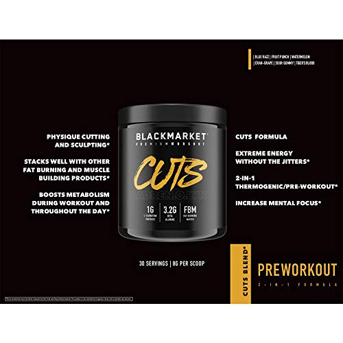 BLACKMARKET CUTS Pre Workout - Flavored Energy Powdered Drink Mix for Men BLACKMARKET buy supplements canada