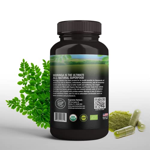 SUPREME HERBALS, 100% Raw and Pure Moringa Leaf Powder Capsules. Organic Certified Moringa Leaf. Natural Superfood with Essential Amino Acids SUPREME HERBALS buy supplements canada
