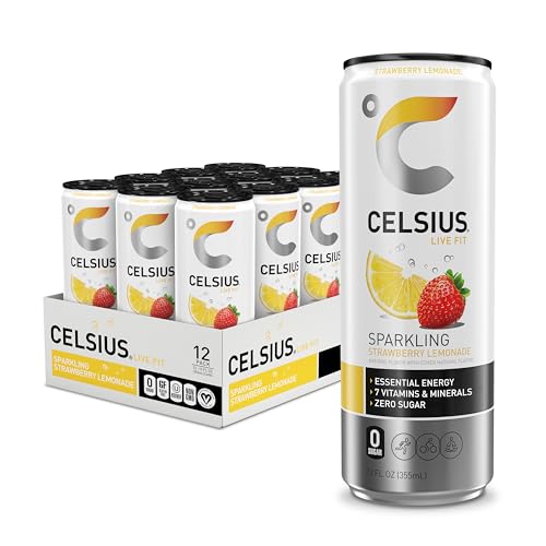 CELSIUS Sparkling Strawberry Lemonade, Functional Essential Energy Drink, 12 Fl Oz CELSIUS buy supplements canada