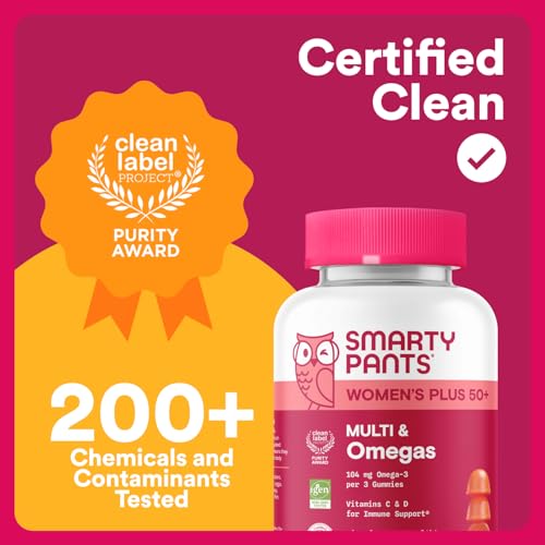 SmartyPants Multivitamin Gummy for Women 50 and Over - Improved Formula: Omega 3 (DHA/EPA), Methylfolate, CoQ10, Vitamin D3, C SmartyPants buy supplements canada