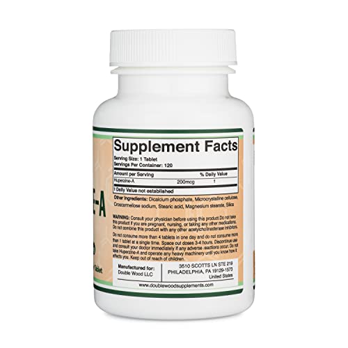 Huperzine A 200mcg (Third Party Tested) Manufactured in The USA, 120 Tablets, Brain Double Wood Supplements buy supplements canada