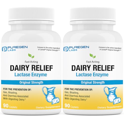 Puregen Labs Dairy Relief Natural Fast Acting Lactase Enzyme 3000 FCC, Lactose Intoleran P Puregen Labs buy supplements canada