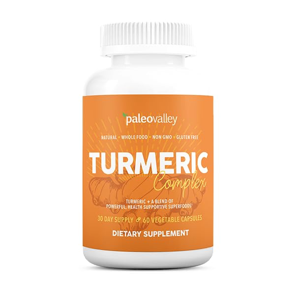 Paleovalley - Organic Turmeric Complex - Full Spectrum Organic Turmeric with Health-Supportive Superfoods - 56 Vegetarian Capsules - Support Joints, Immunity, Brain and Heart Health Paleovalley buy supplements canada