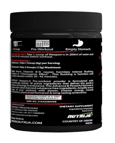 NutriJa Weapon-X Pre-Workout Powder with 21 Active Ingredients - 3 Best forms of Creatine NutriJa buy supplements canada