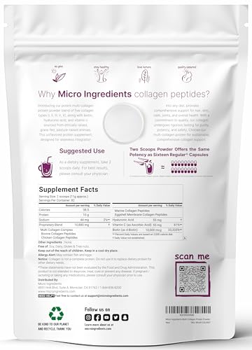 Multi Collagen Protein Powder, 2 Pounds – Type I,II,III,V,X with Biotin 10000mcg Micro Ingredients buy supplements canada