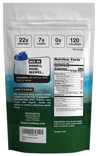 Opportuniteas Vanilla Whey Protein Powder - Grass Fed Whey Isolate + Real Sugar & Vanilla Opportuniteas buy supplements canada