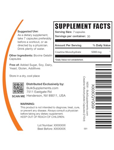 BULKSUPPLEMENTS.COM Creatine Monohydrate Capsules - Micronized Creatine Monohy BULKSUPPLEMENTS.COM buy supplements canada