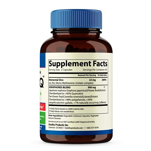 Sandhu's BioZnq 900mg Vegetarian Capsules Zinc Supplement with Quercetin Sandhu's buy supplements canada