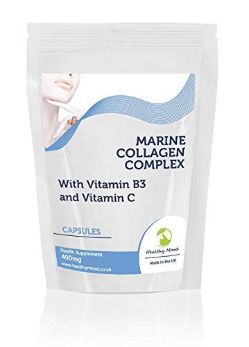 Marine Collagen 400mg Complex with Vitamin B3 and Vitamin C x30 Capsules Pills UK Nutrition Healthy Mood buy supplements canada