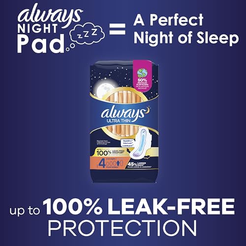 Always Ultra Thin Feminine Pads with Wings for Women, Size 4, Overnight Absorbency, Unscented Always buy supplements canada