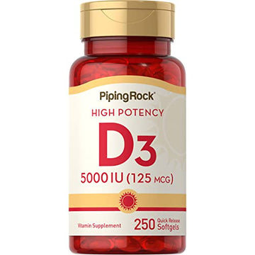 Piping Rock Vitamin D3 5000 IU | 250 Softgels | High Potency Supplement | Non-GMO Piping Rock buy supplements canada