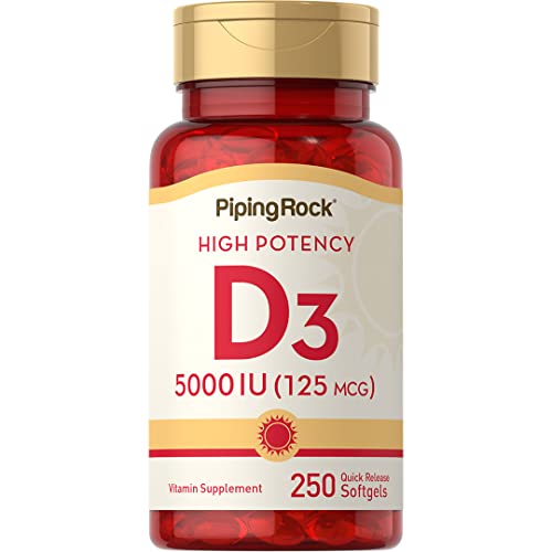Piping Rock Vitamin D3 5000 IU | 250 Softgels | High Potency Supplement | Non-GMO Piping Rock buy supplements canada