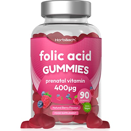 Folic Acid Gummies 400 mcg | 90 Count | Natural Berry Flavour | High Strength Prenatal Horbäach buy supplements canada