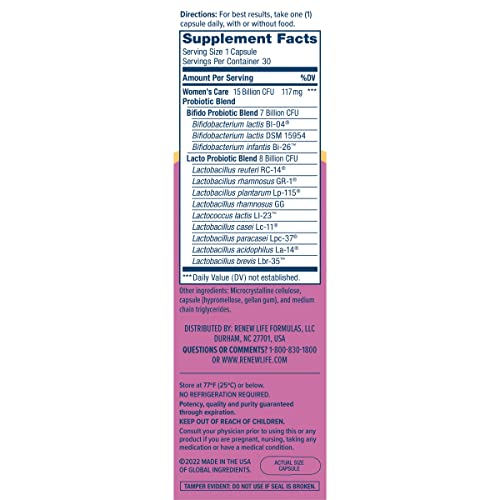 Renew Life Women's Probiotic Capsules, Supports pH Balance for Women, Vaginal, Urinary Renew Life buy supplements canada