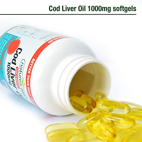 Natures Aid Cod Liver Oil, 1000 mg, 180 Softgel Capsules (High Strength, 254 mg Omega natures aid buy supplements canada