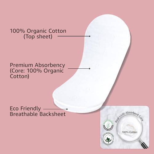 Livlit Ultra Thin Panty Liners Sanitary Pads, 100% Certified Organic Cotton from Texas, Light Absorbency LIVLIT buy supplements canada