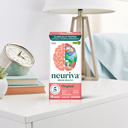NEURIVA Original Decaffeinated Clinically Tested Nootropic Brain Supplement for Memory, Focus & Concentration, NeuroFactor & Phosphatidylserine, 28ct Capsules NEURIVA buy supplements canada