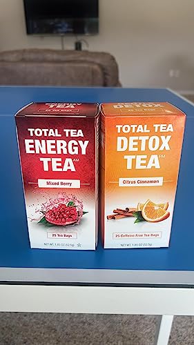 Total Tea Detox Tea & Energy Tea Set - 25 Day Detox Tea - Herbal SIim Tea Total Tea buy supplements canada