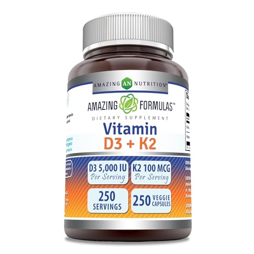 Amazing Formulas Vitamin D3 5000 IU with Vitamin K2 100 Mcg| 250 Veggie Capsules Amazing Nutrition buy supplements canada
