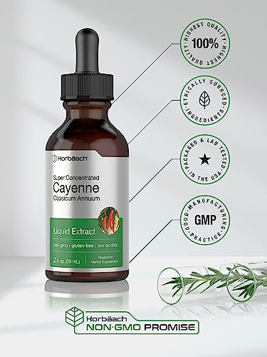 Cayenne Pepper Liquid Extract | 2 fl oz | Vegetarian, Non-GMO, Gluten Free Supplement Horbäach buy supplements canada