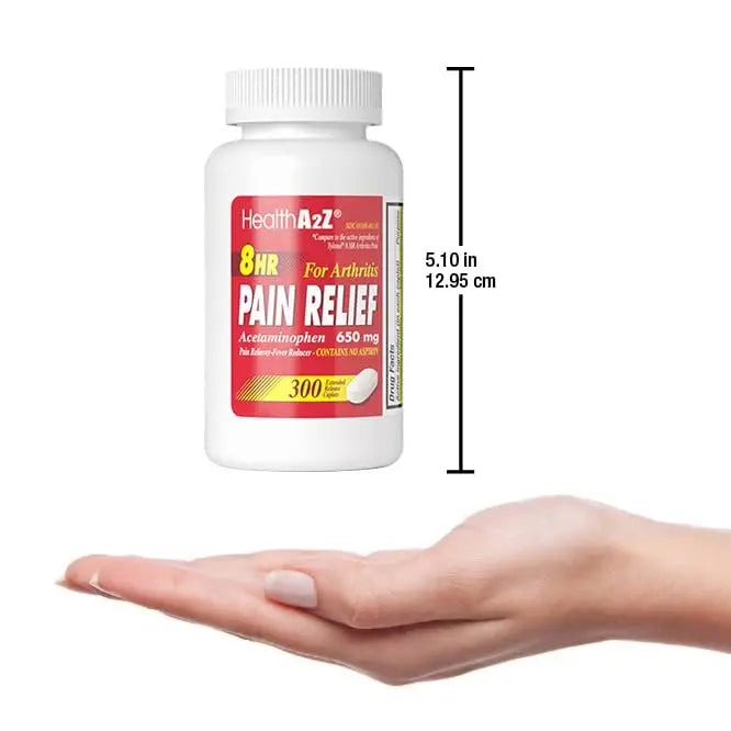 HealthA2Z® Pain Relief Extended Release | Acetaminophen 650mg | 8 Hours | Arthiritis Pain | Pain Reliever - Fever Reducer | Contains no Aspirin (300 Count) HealthA2Z buy supplements canada