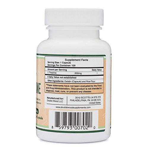 L-Theanine Supplement 200mg, 120 Capsules (Soy Free, Gluten Free, Non-GMO Double Wood Supplements buy supplements canada