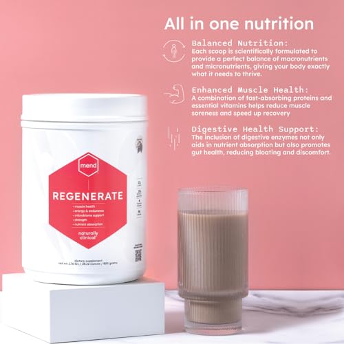 MEND Regenerate, Post Workout Recovery, Immune Support, and Sports Nutrition Supplement for Men and Women - Natural, Gluten Free, and Non-GMO - Cocoa Protein Powder, 20 Servings MEND buy supplements canada