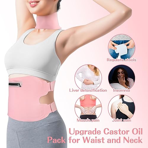Fshyos Upgrade Castor Oil Wrap Plus Size Kit with Unrefined Castor Oil for Liver Detox Fshyos buy supplements canada