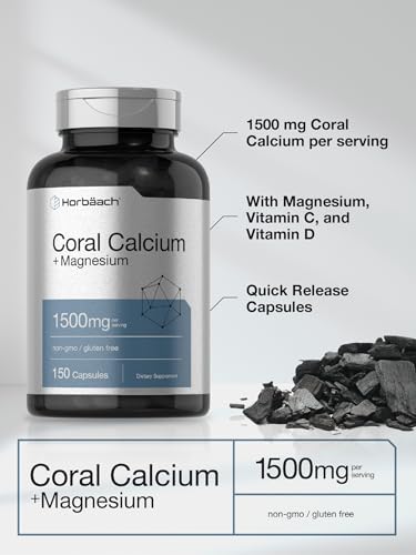 Coral Calcium 1500mg 150 Capsules | Plus Magnesium | Non-GMO, Gluten Free Supplement Horbäach buy supplements canada