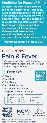 Mommy's Bliss Children's Pain and Fever Reducer, Kids Acetaminophen, Dye Free, Delicious Mixed Berry Flavor, Ages 2+, 4 Fluid Ounces (Pack of 2) Mommy's Bliss buy supplements canada